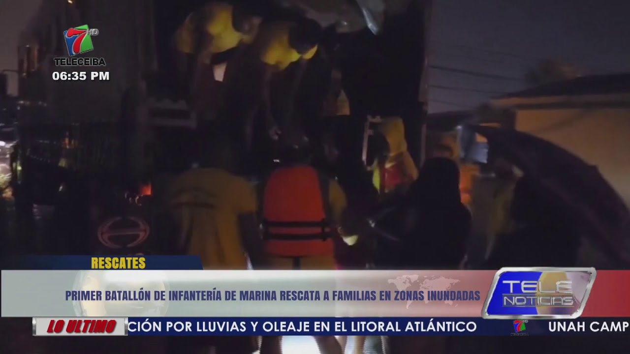 Primer Batallón de Infantería de marina rescata a familias en zonas inundadas en La Ceiba