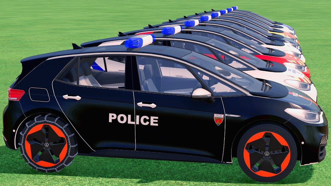 GO! POLICE CARS, AMBULANCE, FIRE TRUCK, COLORFUL CARS WITH TRUCK & TRAIN FARMING SIMULATOR 22! #113
