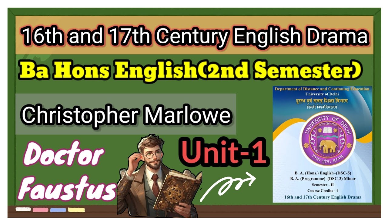 2nd Semester|16th and 17th Century English Drama|Unit-1|Christopher Marlowe,Doctor Faustus|#dusolexm