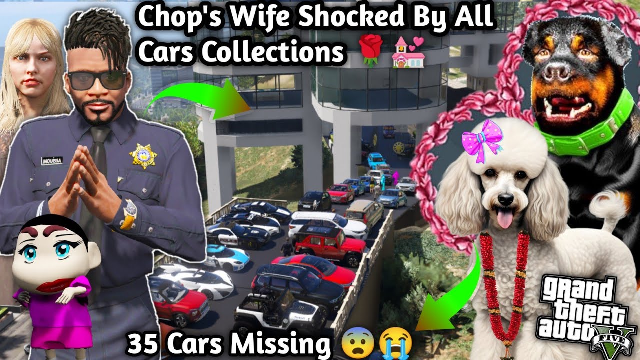GTA 5: Franklin Showing All Cars Collections To Chop's Wife 🌹💒Shinchan Missing 35 Cars😭😨Ps Gamester
