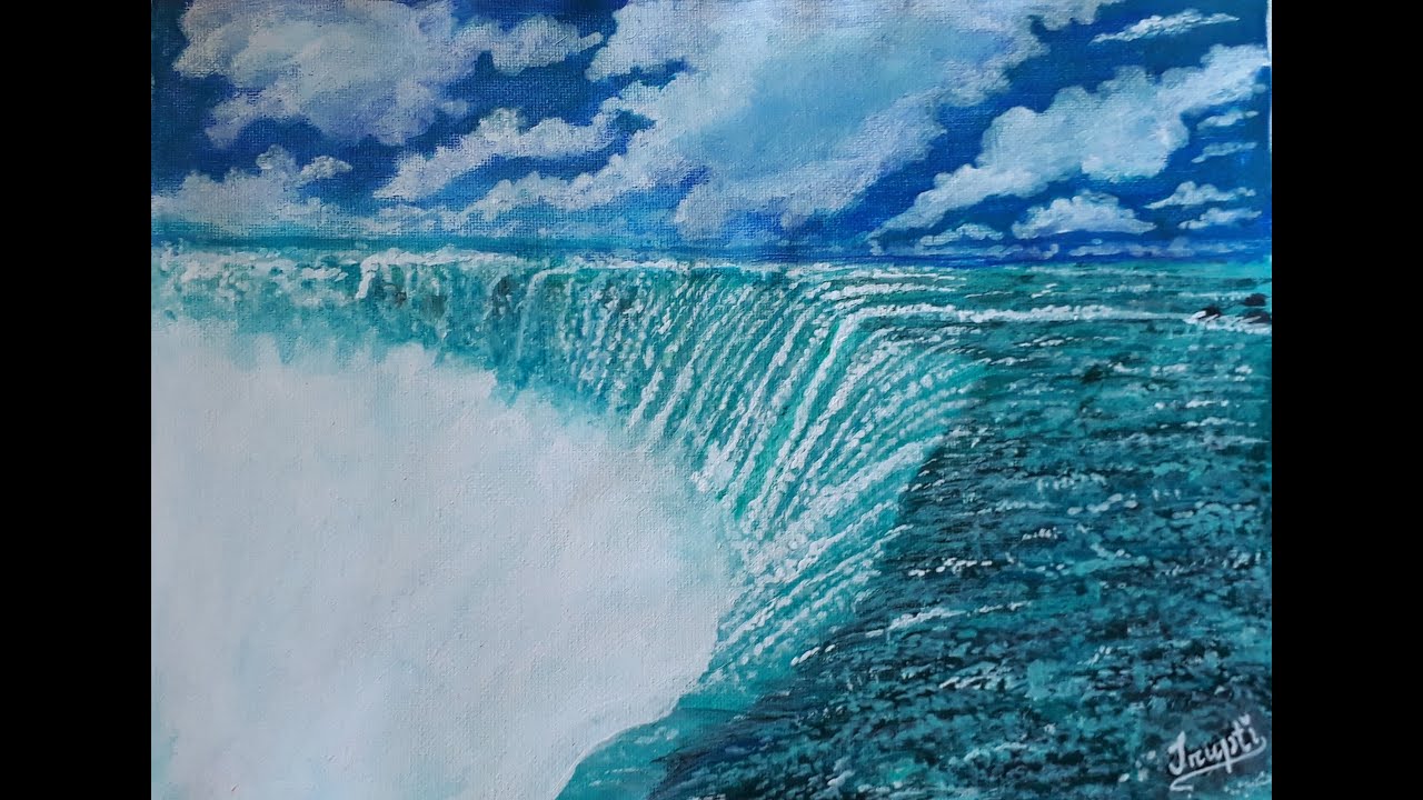 Waterfall Acrylic Painting Step by Step for Beginners #Niagarafalls HD[1080p] | Trupti's Art Gallery