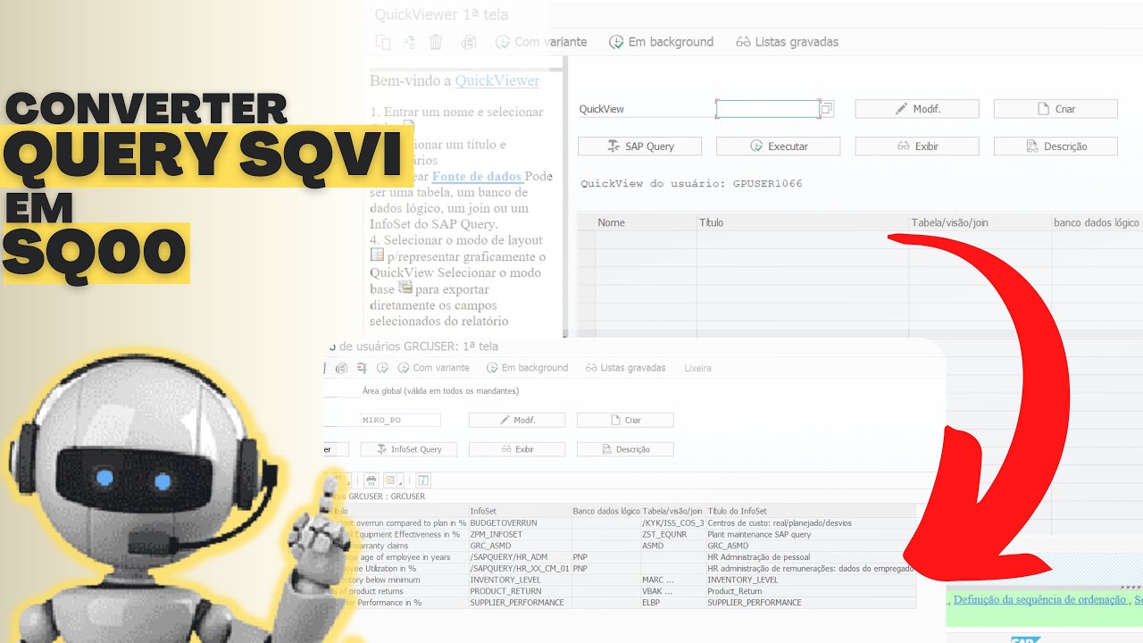 SAP - Como Converter Query SQVI para Query SQ01/SQ00