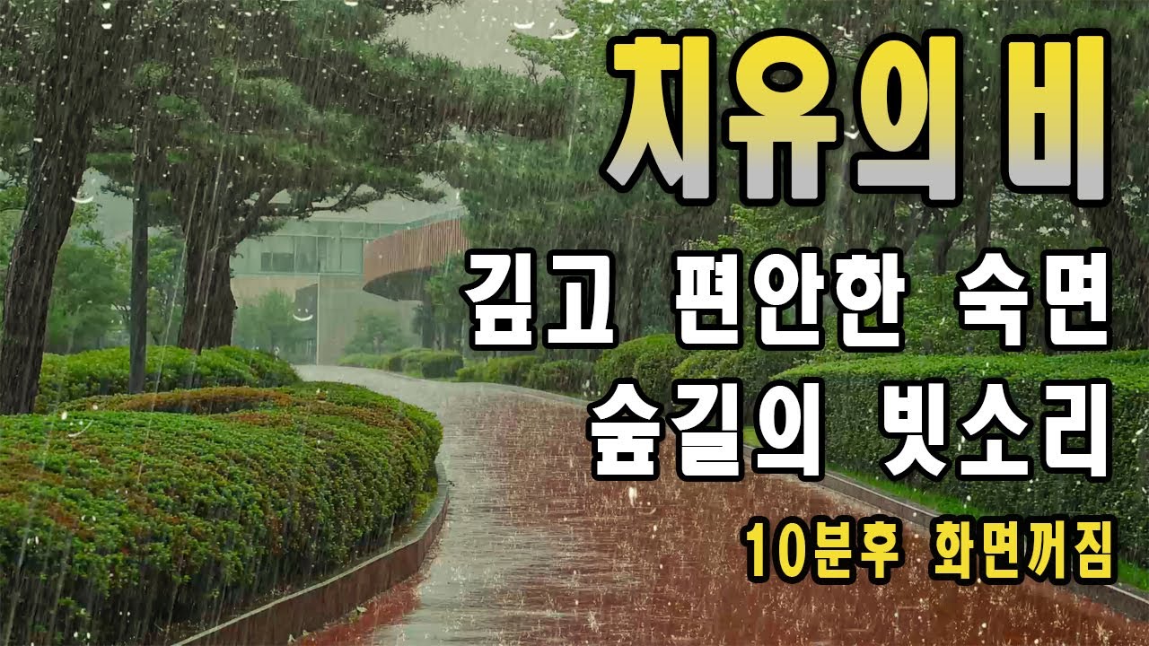 잠 잘때 누가 업어가도 모르게 주무세요/ 불면증과 이명 치료를 위한 빗소리/ 10분후 화면꺼짐