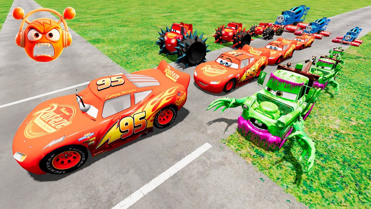 Big & Small Monsters McQueen VS. SPRUNKI! Amazing Trials | BeamNG.drive Pt.17 