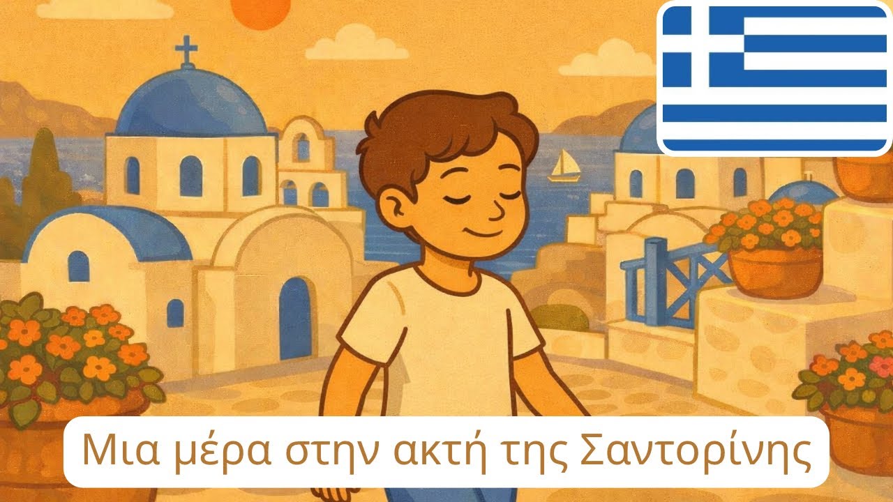 Μια μέρα στην ακτή της Σαντορίνης | Греческая история с переведенными подписями | #греческий #греция