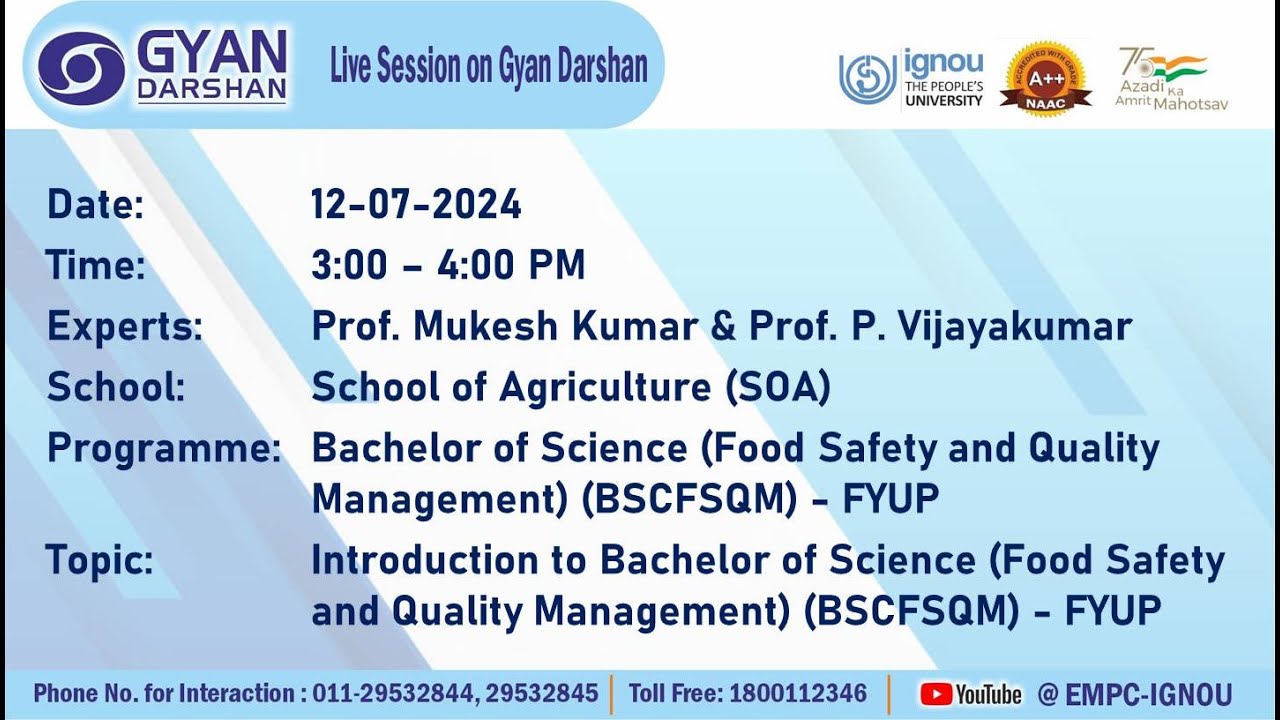 Introduction to Bachelor of Science (Food Safety and Quality Management) (BSCFSQM) - FYUP