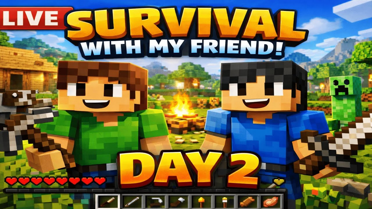 !

🔴 LIVE: Minecraft Survival Day 2 With Friend | Kya Hum First Night Survive Karenge?