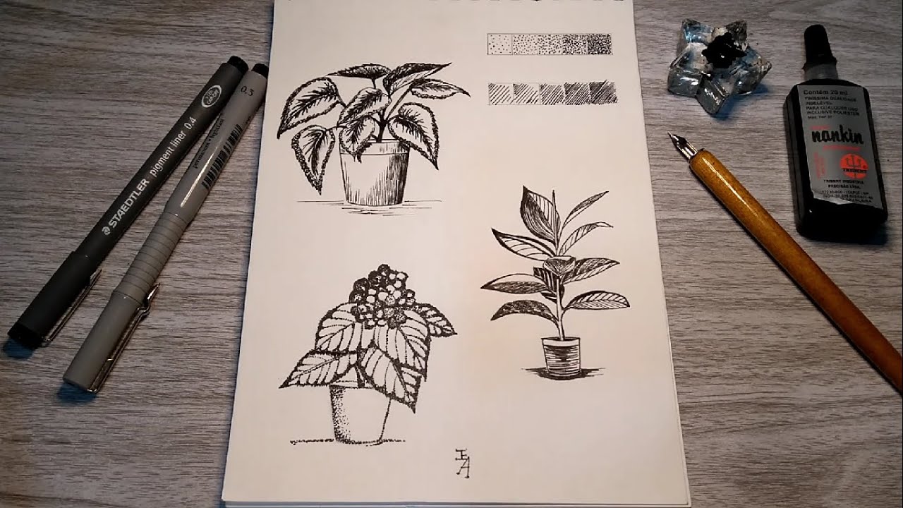 Como fazer hachuras x pontilhismo com tinta #nanquim
