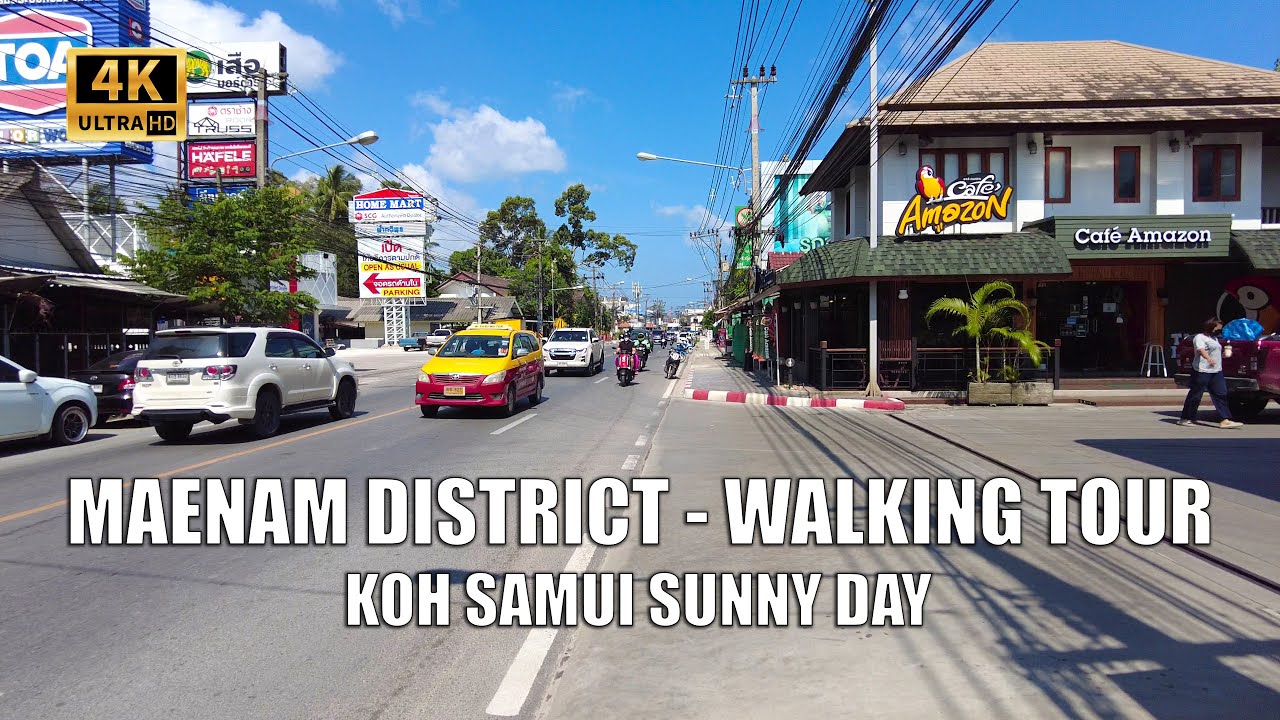 4K Koh Samui Maenam district 7 March 2022 | Virtual walking tour - Streets of Thailand