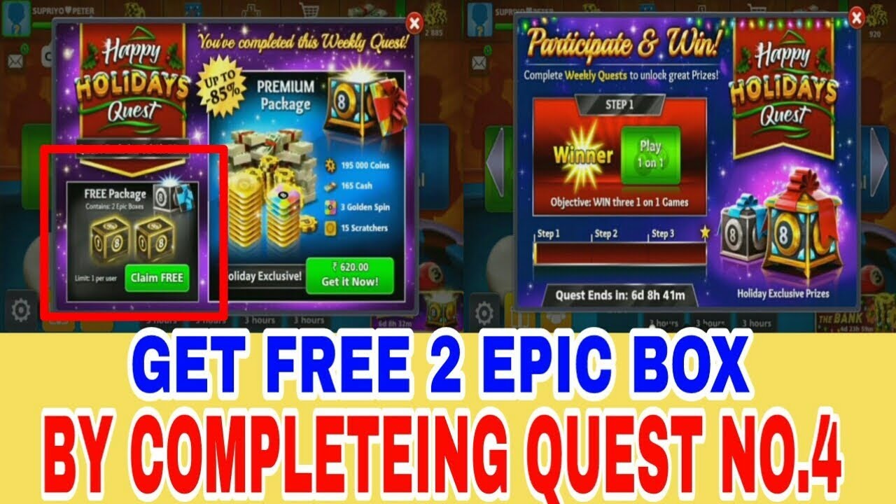 GET FREE 2 EPIC BOX IN 8BP BY COMPLETEING QUEST NO. 4