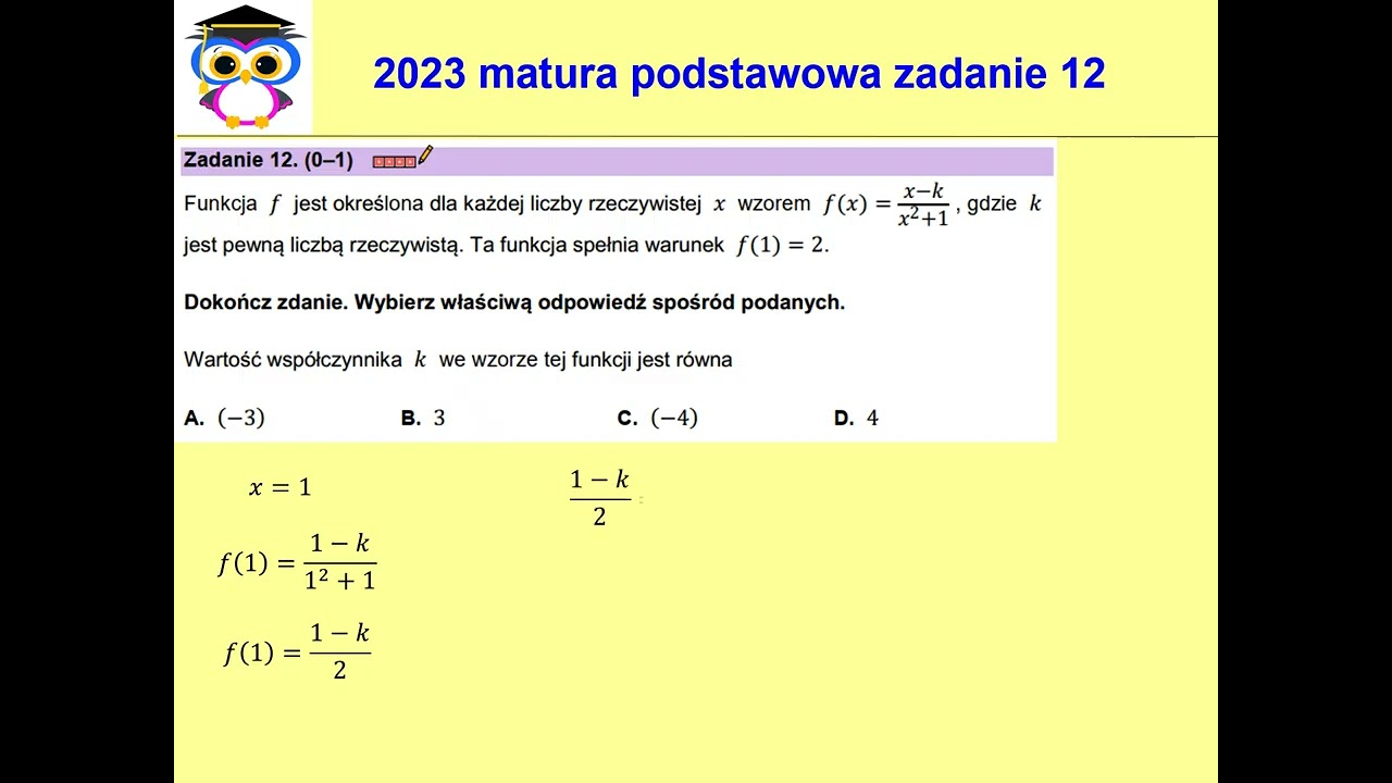 12 PP POP 2023 Matura matematyka poziom podstawowy, termin poprawkowy, sierpień. Zadanie 12