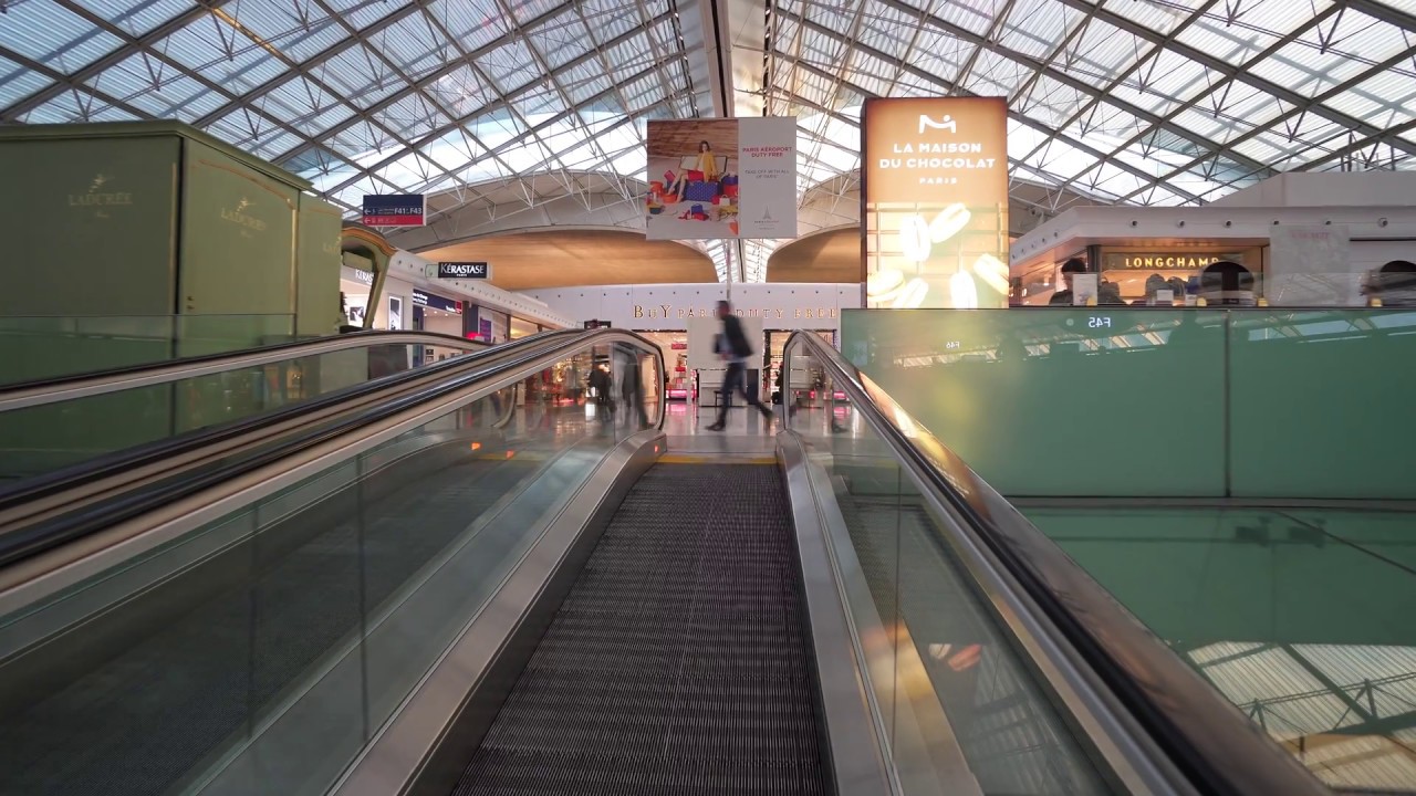 France, Paris, Charles de Gaulle airport, walking around, 7X escalator, 3X elevator
