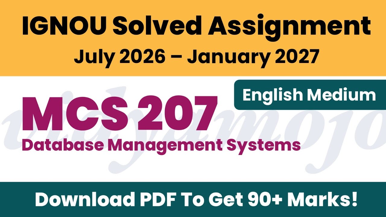 IGNOU MCS 207 Solved Assignment 2026-27 English Medium PDF Download | PGDCA & BCA