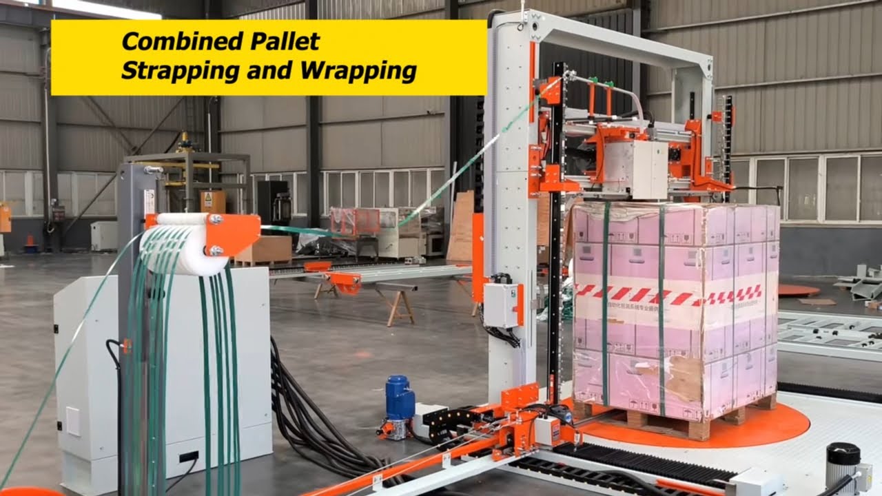 Combined Pallet Strapping Machine and Wrapping Machine