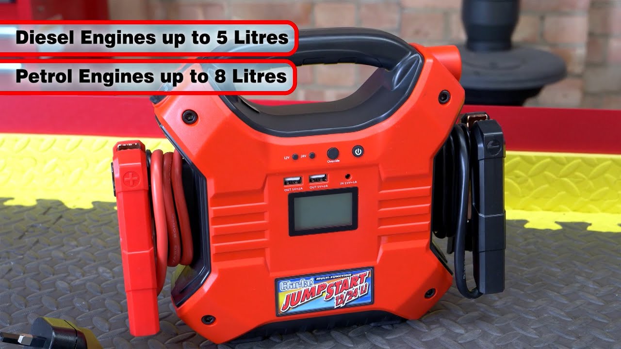 Clarke 12/24V Lithium-Ion Jumpstart & Charger - 8L Petrol/5L Diesel - JS1224Li