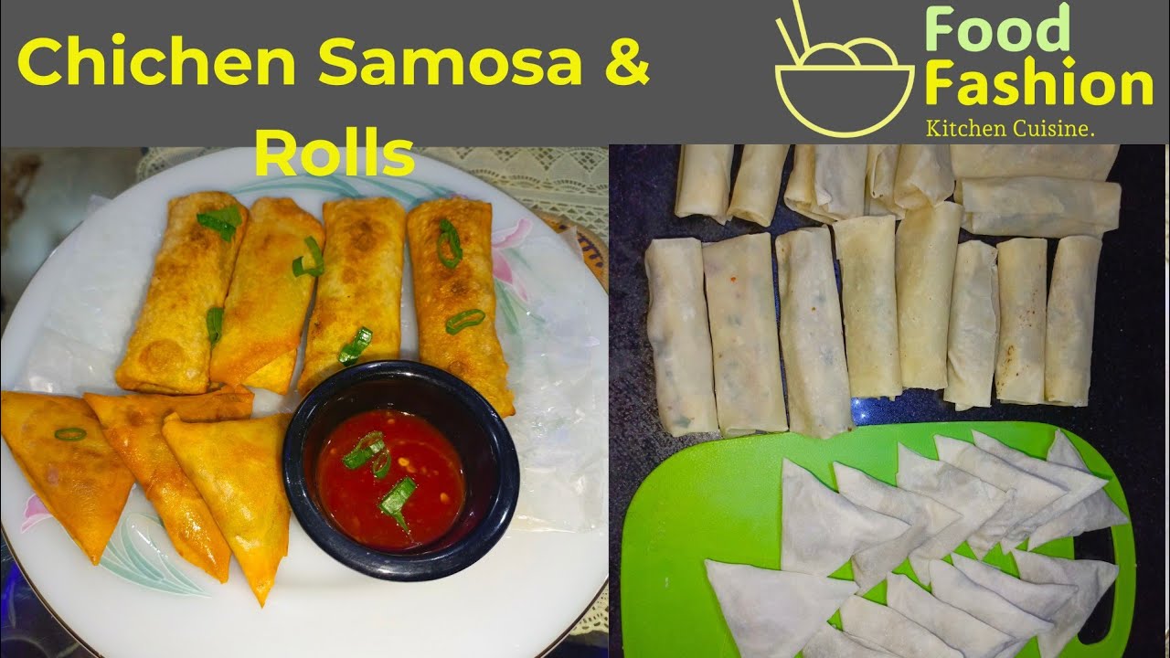 Chicken Samosa and Spring Rolls || Make and Freeze Recipe by Food Fashion ( Ramzan special recipe)
