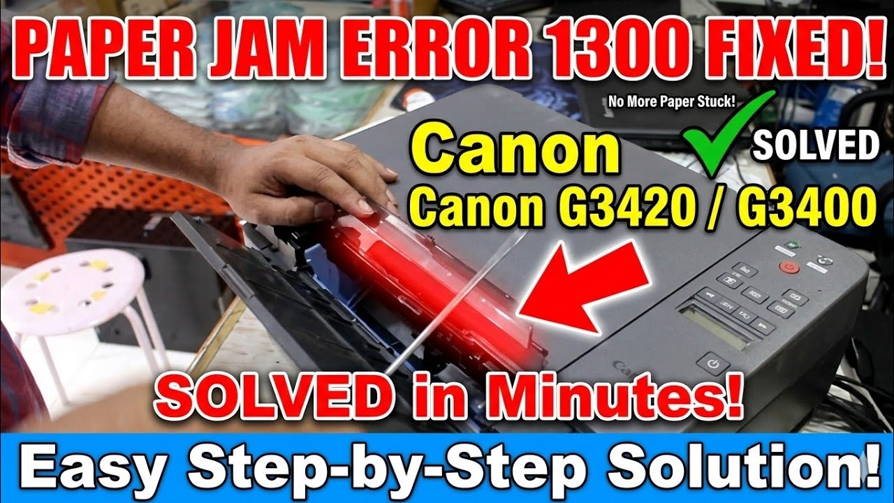 How to Fix paper jam error code 1300 on Canon G3420 Printer. SOLVED: Canon G3400 Paper Jam Problem.