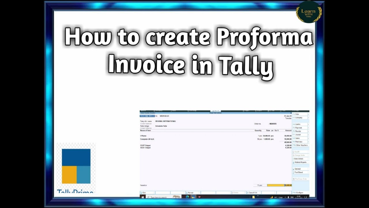 How to create proforma invoice in Tally Prime | Tally se proforma invoice kaise banaye in Hindi |