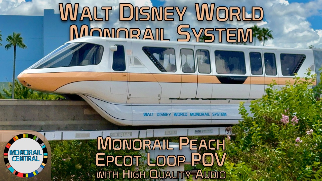 Disney World Epcot Monorail w/ High Quality Audio 4K POV - September 2025 - Monorail Peach