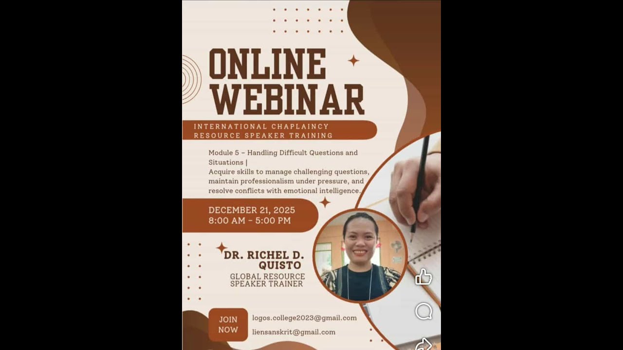 Online Webinar - International Chaplaincy Resource Speaker Training #4 12212025