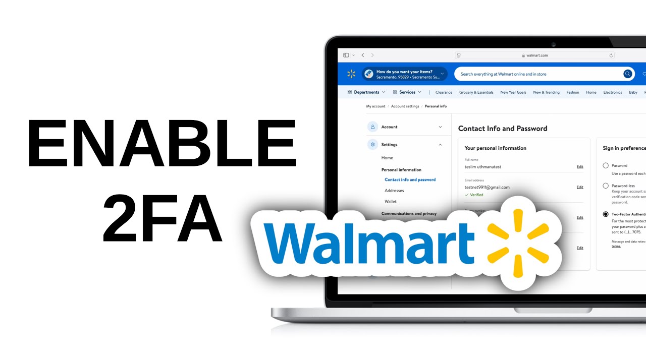 Как включить двухфакторную аутентификацию в Walmart