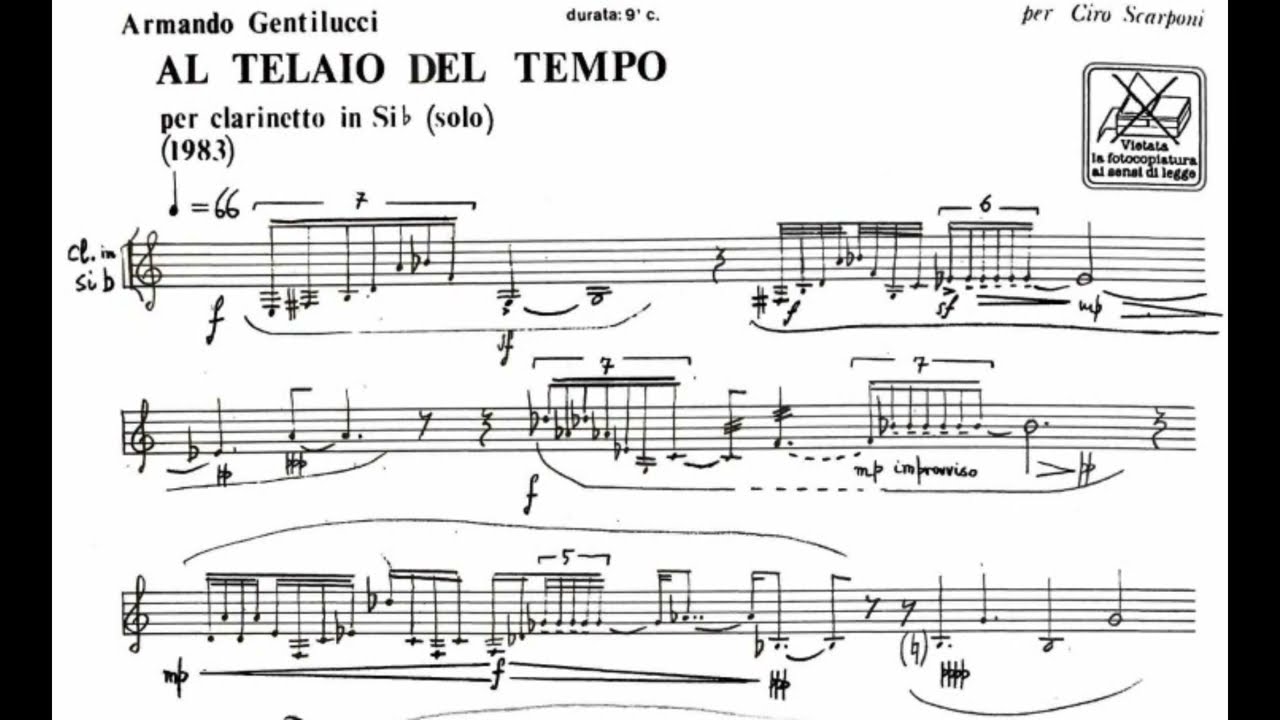ARMANDO GENTILUCCI :  Al telaio del tempo per clarinetto solo (1983)