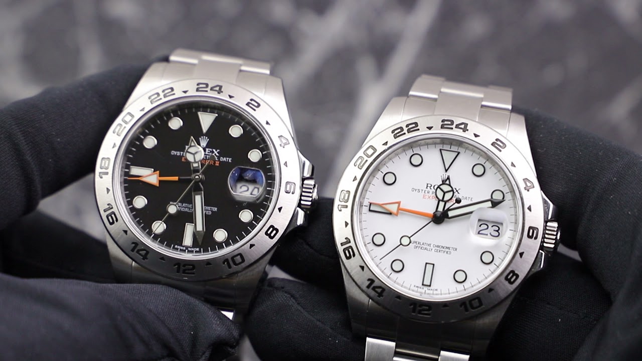 Rolex Explorer II 216570 White VS Black Dial Side-By-Side