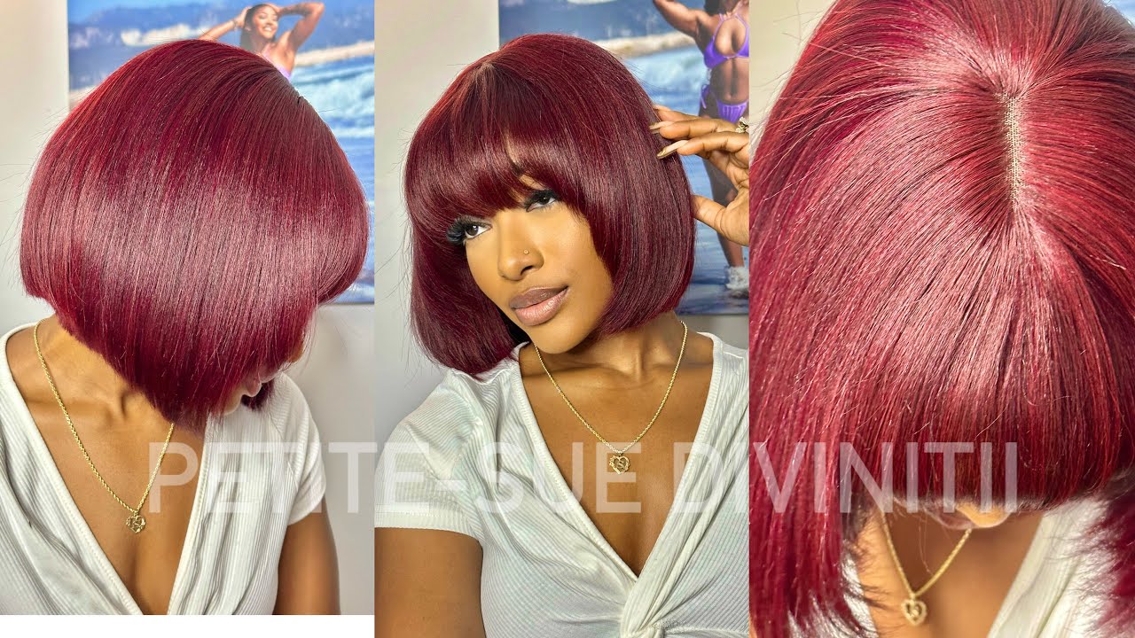 Burgundy Layered Cut Yaki Bang Bob ft. Luvme Hair | PETITE-SUE DIVINITII