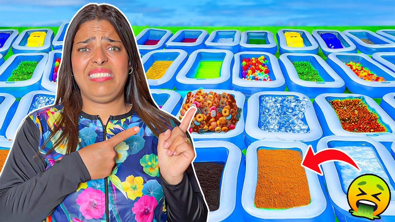 اخيرا جربنا تحدي المسابح الغريبة والمقززة 🤢انت وحظك في السباحة 🥶❗️مقرف 🤮