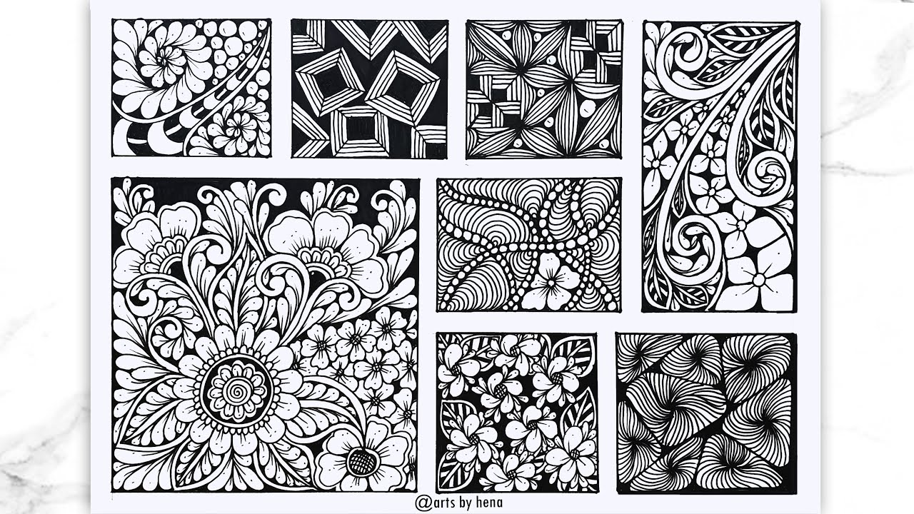 8 Zentangle Pattern For Beginners |Zentangle patterns |Doodle Pattern | Zen-doodle