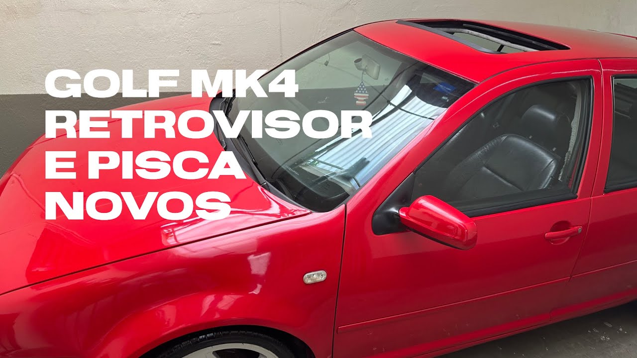 Golf Mk4 Vermelho Tornado, instalando retrovisor interno e pisca pára-lama sequencial