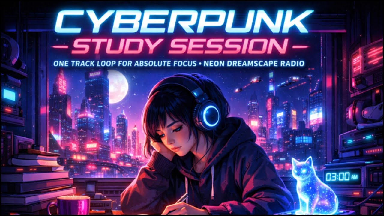 Background Music to Study 📚 1 Hour Cyberpunk Study Session (One Track Loop for Absolute Focus)
