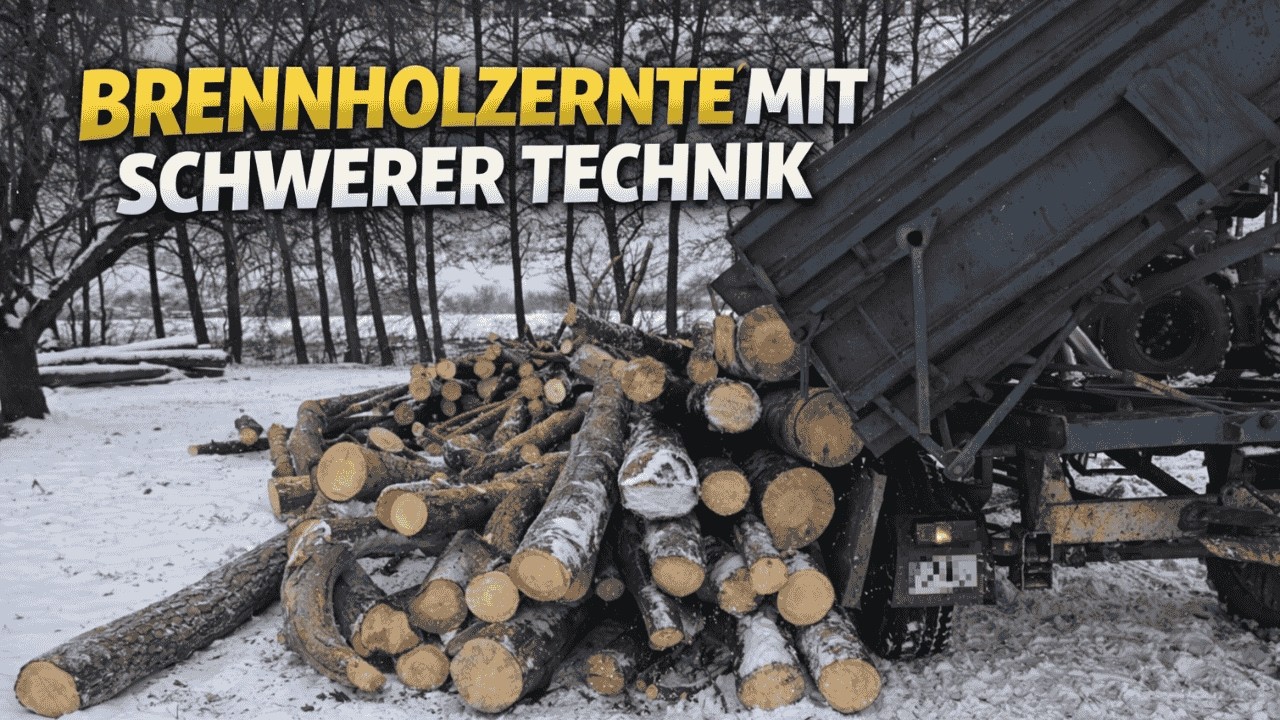 Brennholzernte im Kiefernbestand – mit schwerer Technik
