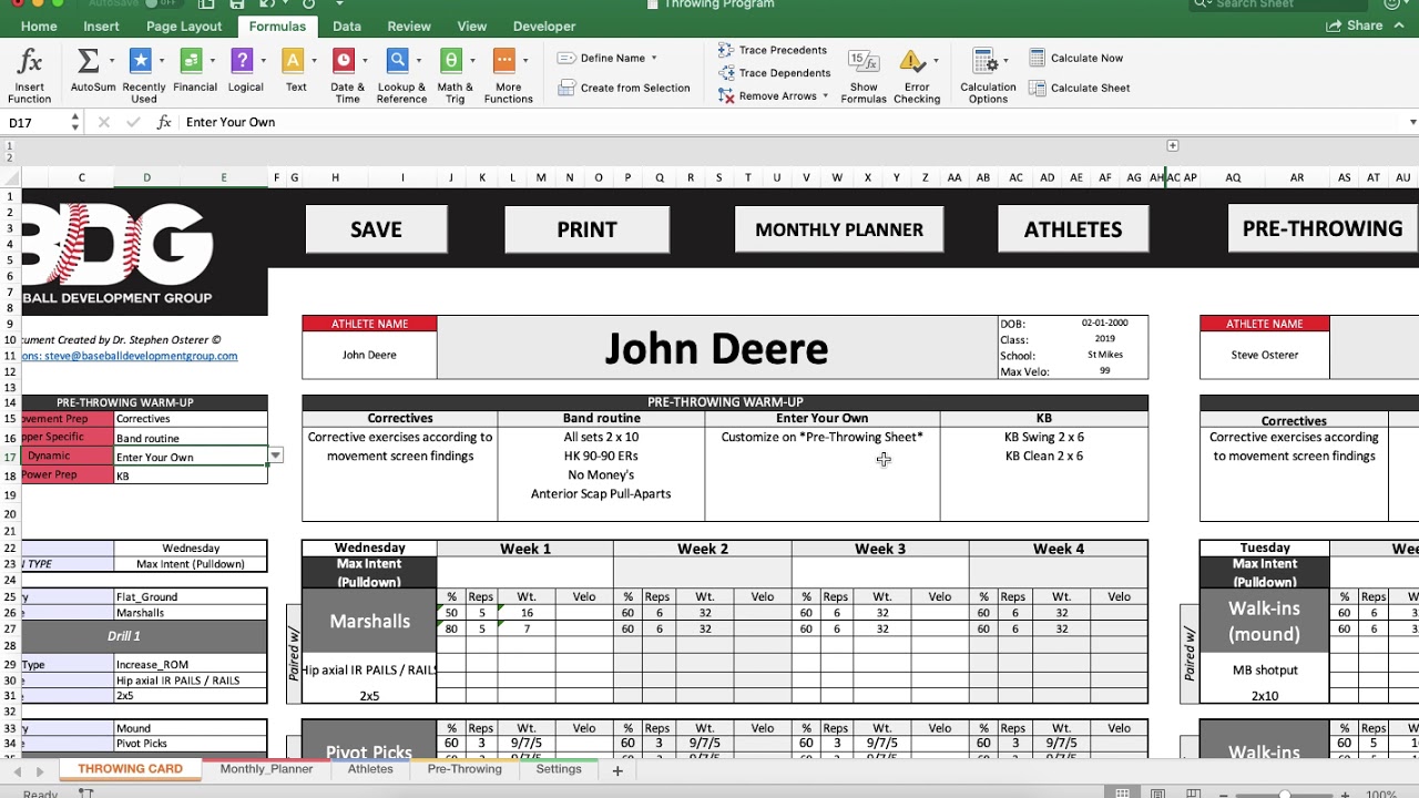 Throwing Program Builder (Functionality)