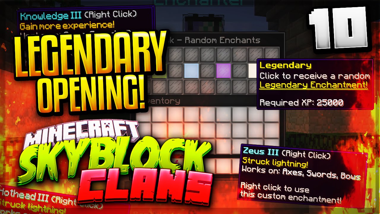 LEGENDARY BOOK OPENING!  - Minecraft Skyblock Clans #10 (ArcadianMC)