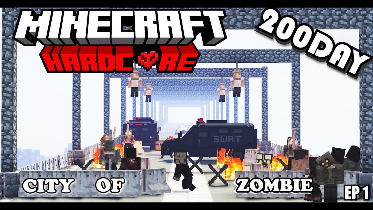 ဇွန်ဘီတွေရှိနေတဲ့မြို့ပေါ်မှာ ရက် ၂၀၀ အသက်ရှင်နိုင်မလား? #1 (Minecraft  200 Days in City Of Zombie)