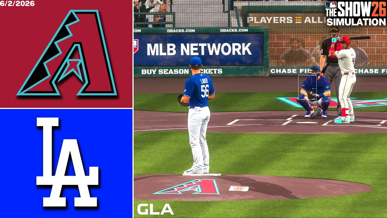 Dodgers vs. Diamondbacks Simulation | 6/2/26 | MLB The Show 26 PS5 Gameplay