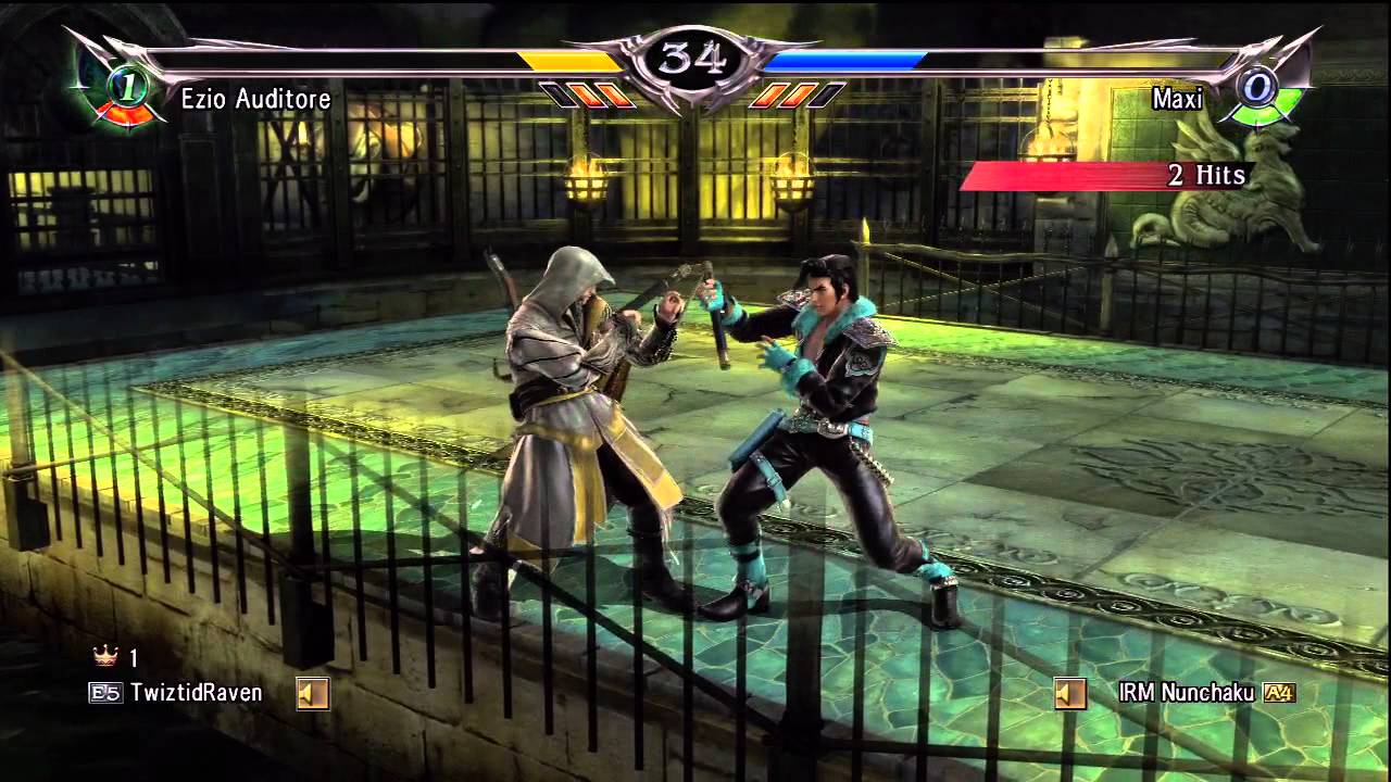 SOUL CALIBUR V 8wr August Online Tourney MAXIMUM Shenanigans IRM NUNCHAKU(MAXI) vs TwiztidRaven(Ezio