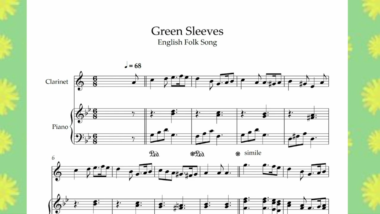 Greensleeves   English Folk Song Clarinet + Piano