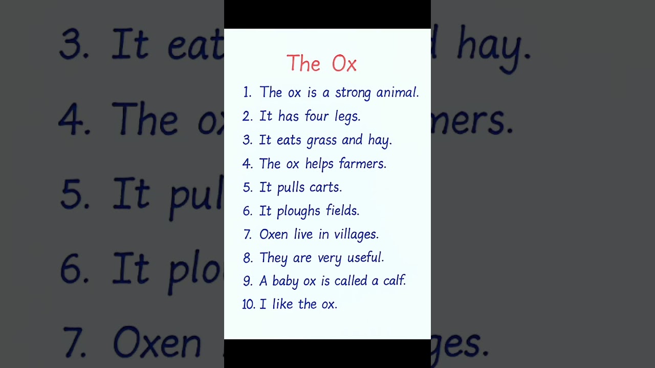 10 Lines Essay on The Ox | #shorts
