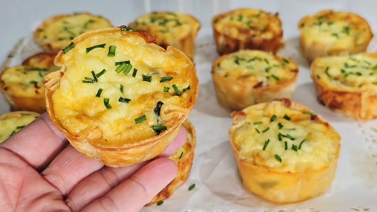 Mini quiches faciles et rapides,idéales pour apéritifs,buffet,fêtes...