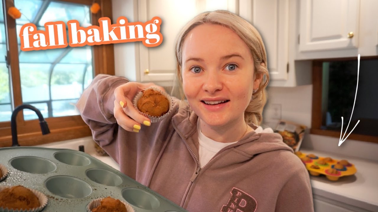 fall decorating and baking the best pumpkin spice muffins ever