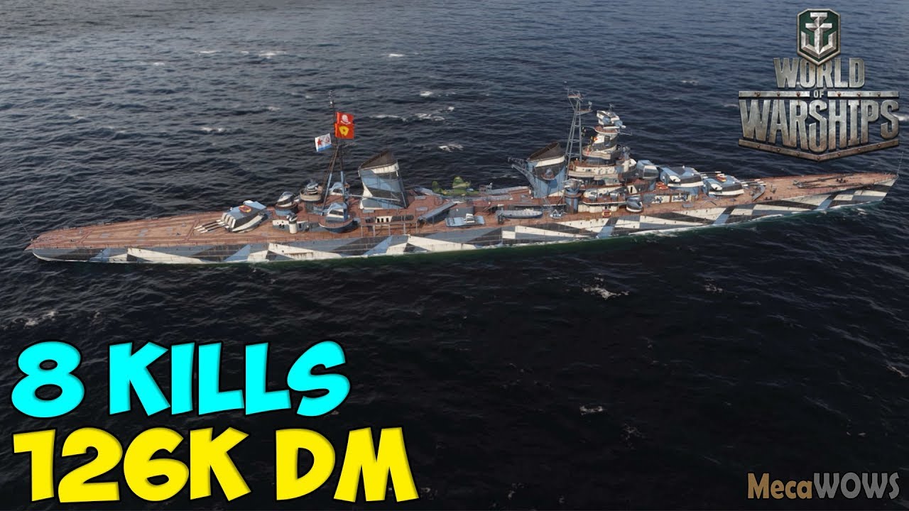 World of WarShips | Dallas | 8 KILLS | 126K Damage - Replay Gameplay 4K 60 fps