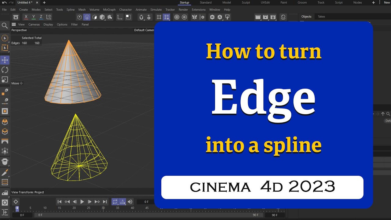 How to turn an Edge into a Spline in Cinema 4D 2023  @MaxonVFX​