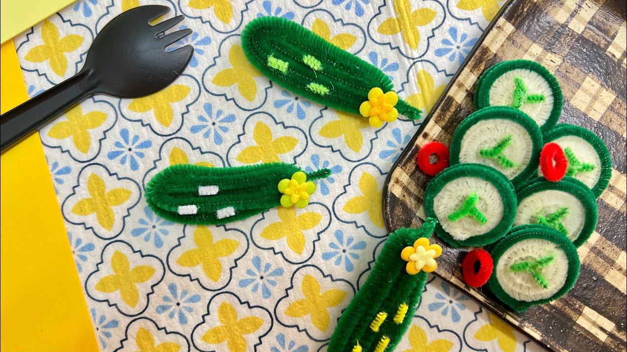 Taiwan🇹🇼（DIY)🥒毛根小黃瓜Chenille Stem cucumber 、pipe cleaners cucumber