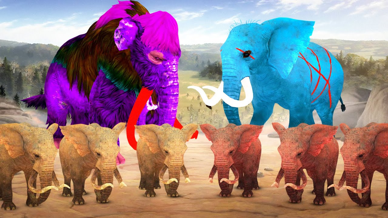 Giant Woolly Mammoth Vs Evil Elephant Battle