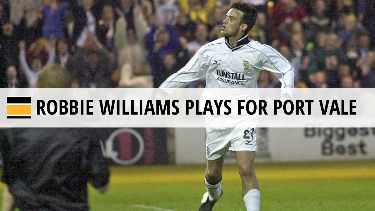 Robbie Williams plays football for Port Vale, 2001