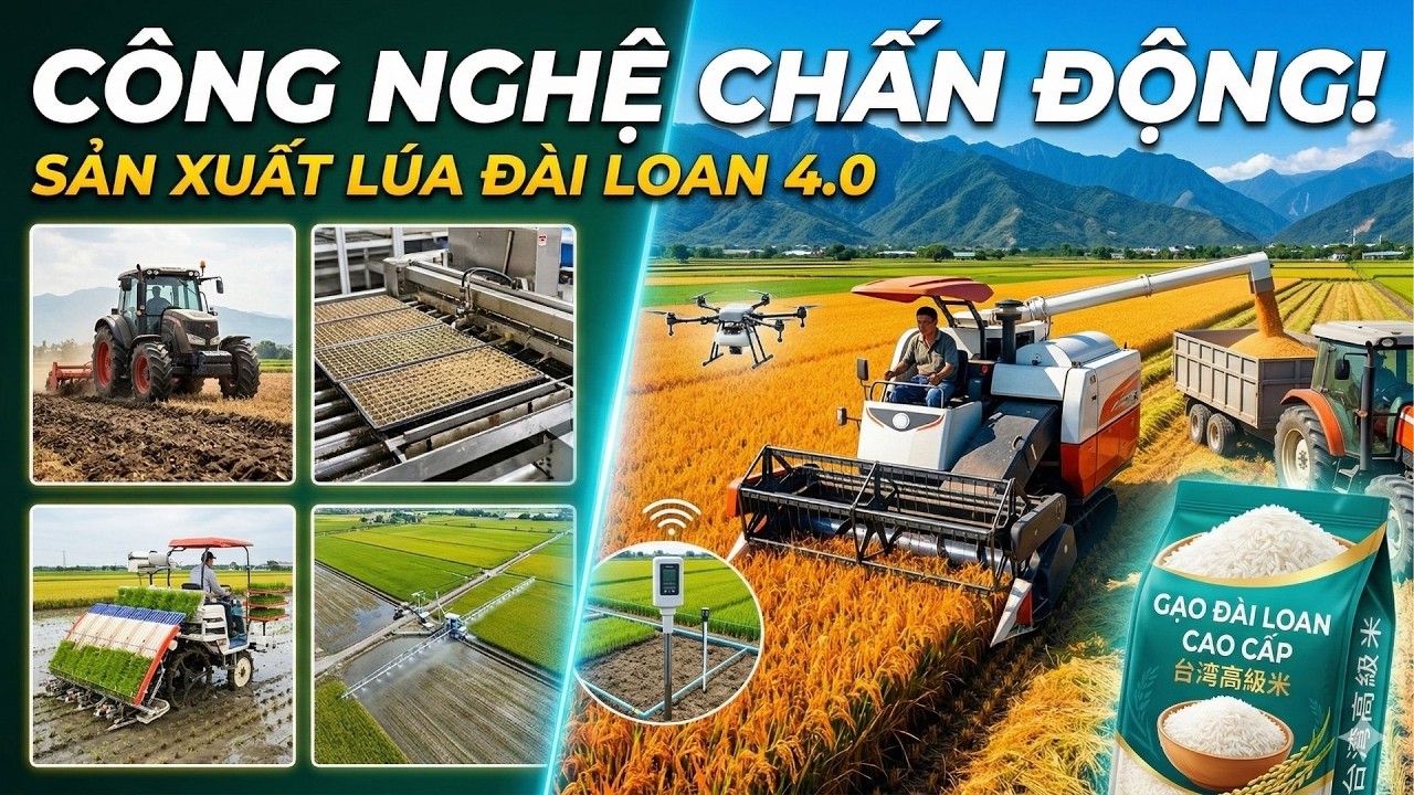 Quy trình gieo trồng thu hoạch lúa trong trong nông nghiệp hiện đại tại Đài Loan