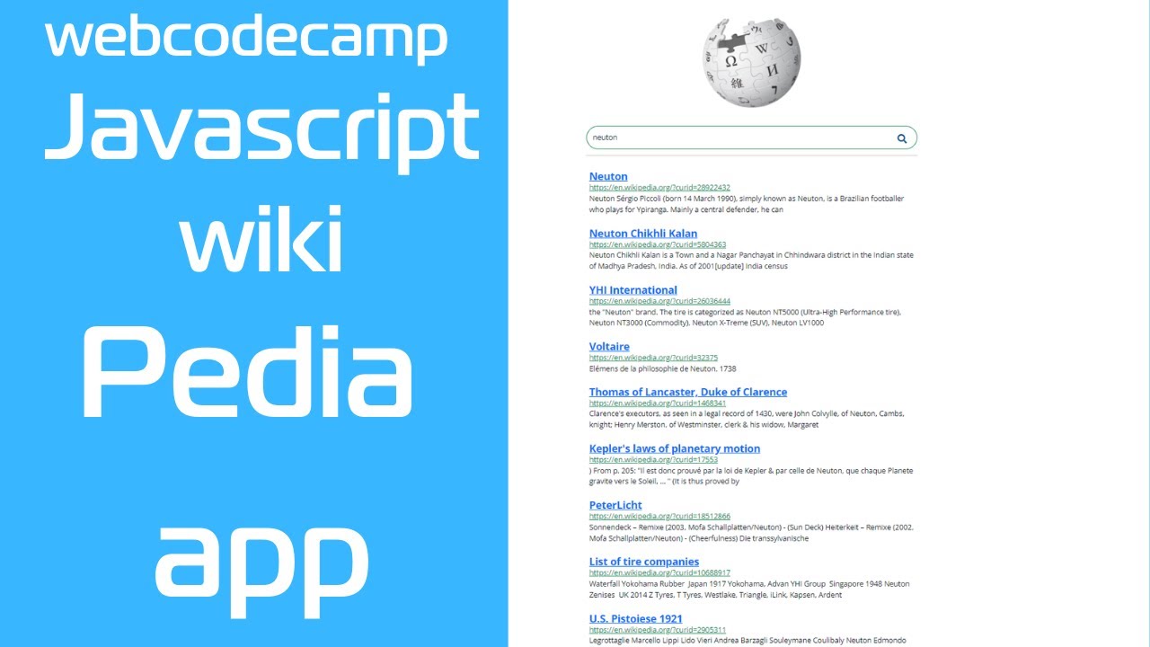 Javascript  project wiki pedia search engine |webcodecamp