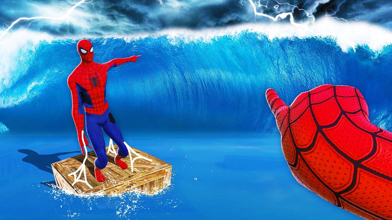 Surviving a TSUNAMI as Spiderman (Bonelab VR Mods)